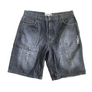 Vintage Foot Locker Size 40 Gray Wash Denim Jean Shorts Distressed 90's Hip Hop